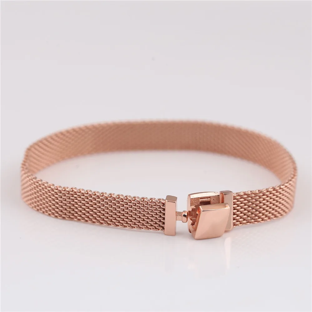 Real 925 Sterling Silver Bracelet Rose Gold Woven Mesh Reflexions Bracelets Bangle Fit Women Bead Charm DIY Fashion Jewelry
Real 925 Sterling Silver Bracelet Rose Gold Woven Mesh Reflexions Bracelets Bangle Fit Women Bead Charm DIY Fashion Jewelry