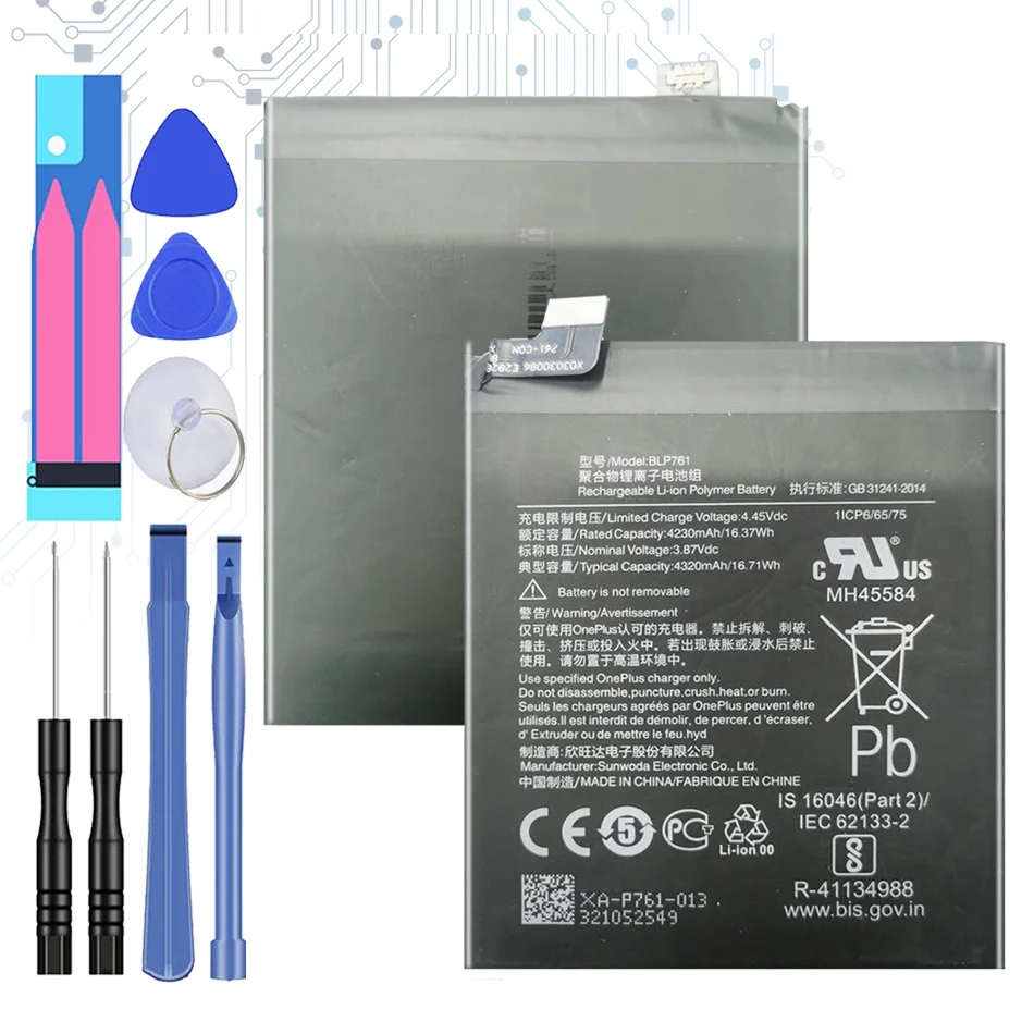 Сменный аккумулятор BLP761 4320 мАч для Oneplus 8 One Plus 1 + 8 A8000 Oneplus8
Сменный аккумулятор BLP761 4320 мАч для Oneplus 8 One Plus 1 + 8 A8000 Oneplus8