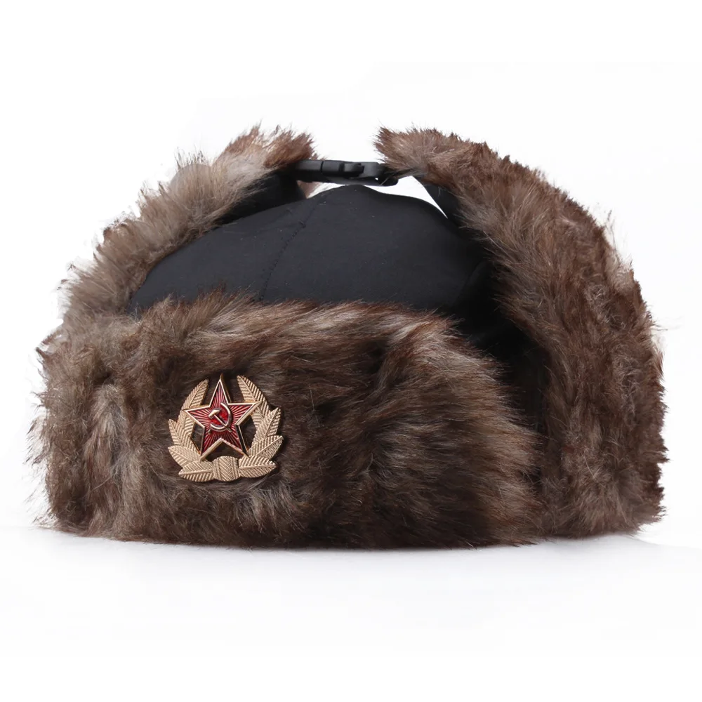 Soviet Army Badge Bomber Hat Russia Ushanka CCCP Trapper Pilot Warm Military Aviator Cap Winter Faux Rabbit Fur Earflap Snow Cap
Soviet Army Badge Bomber Hat Russia Ushanka CCCP Trapper Pilot Warm Military Aviator Cap Winter Faux Rabbit Fur Earflap Snow Cap