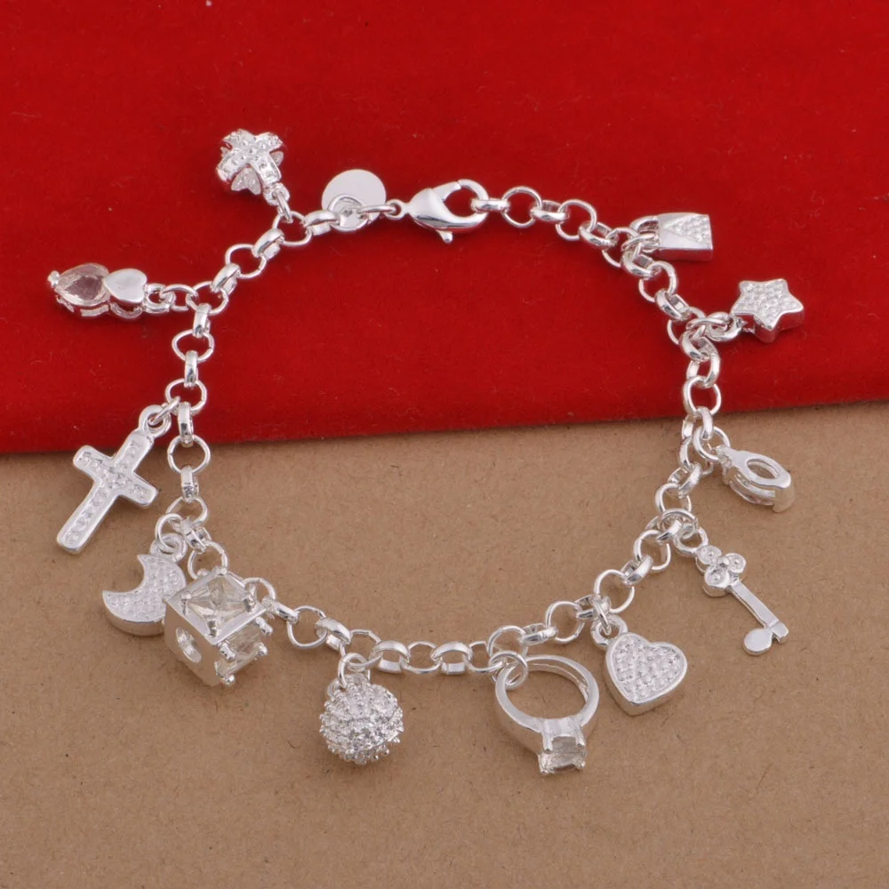 Silver Color Bracelets Bangles For Women Lady fresh Bracelets Charm Friendship Crystal Pandora Bracelet Chain Vintage Jewelry 
Silver Color Bracelets Bangles For Women Lady fresh Bracelets Charm Friendship Crystal Pandora Bracelet Chain Vintage Jewelry