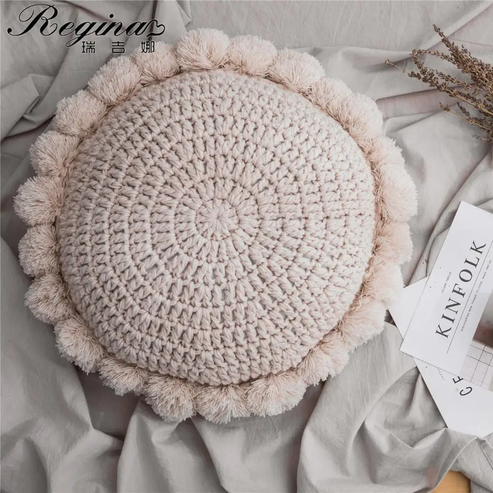 Cute Sunflower Throw Pillow Tassel Pompom Knitted Round Cushion Beige Home Decor Sofa Pillows Hand Rest Seat Cushions
Cute Sunflower Throw Pillow Tassel Pompom Knitted Round Cushion Beige Home Decor Sofa Pillows Hand Rest Seat Cushions