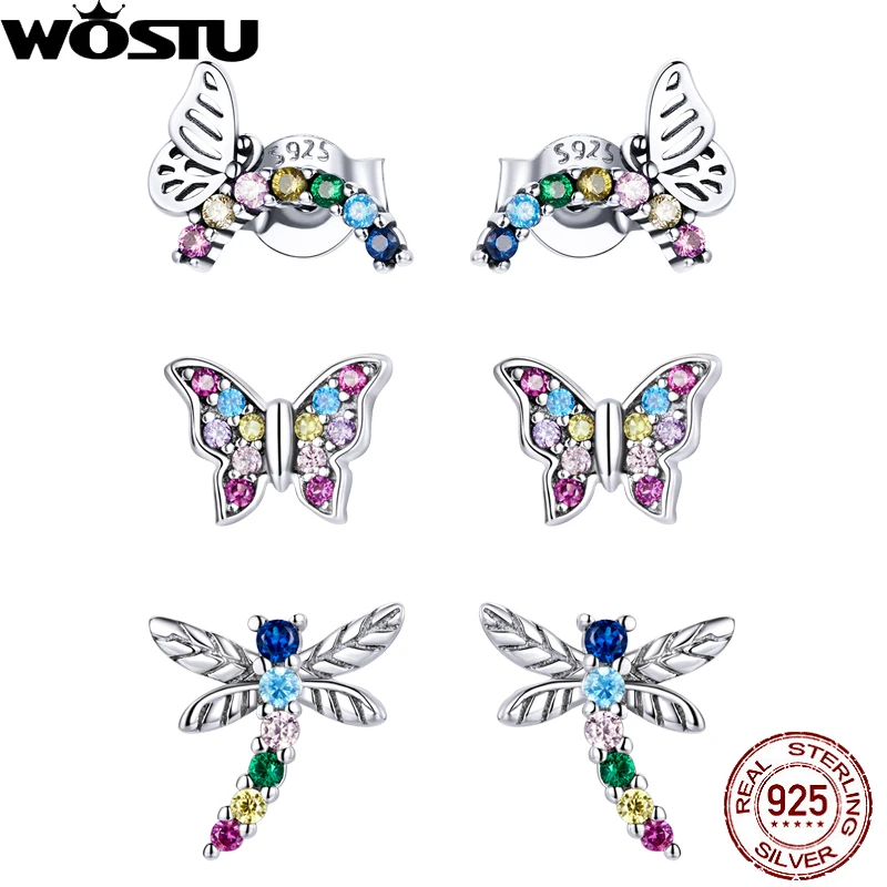 WOSTU 925 Sterling Silver Rainbow Butterfly Dragonfly Stud Earring For Women Wedding Small Earrings Fashion Anniversary Jewelry
WOSTU 925 Sterling Silver Rainbow Butterfly Dragonfly Stud Earring For Women Wedding Small Earrings Fashion Anniversary Jewelry