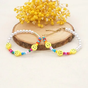 Fashion Cute Imitation Pearl Bracelets Mixed Color Round Beads Soft Pottery Yellow Smiley Face Women's Bracelet Jewelry Gifts
Fashion Cute Imitation Pearl Bracelets Mixed Color Round Beads Soft Pottery Yellow Smiley Face Women's Bracelet Jewelry Gifts