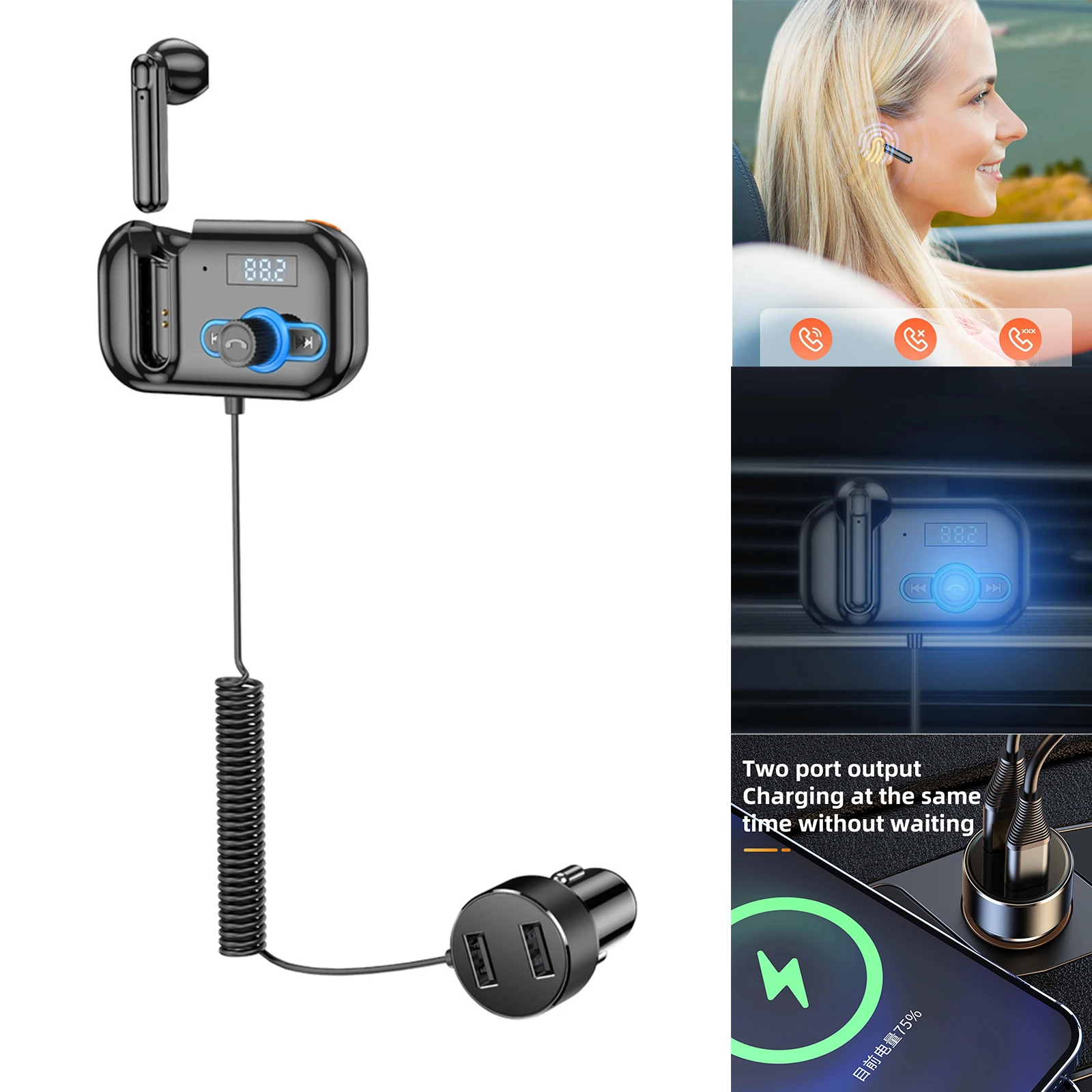 Car Fast Charger Bluetooth Headset FM Transmitter Wireless FM Radio Hands-free HiFi MP3 Music player Receiver Dual USB Output
Car Fast Charger Bluetooth Headset FM Transmitter Wireless FM Radio Hands-free HiFi MP3 Music player Receiver Dual USB Output