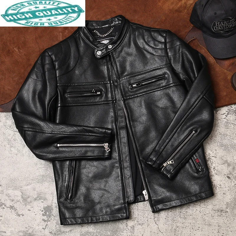 Quality High Men Slim Thick Cow Leather Coats Stand Collar Motorcycle Jacket Streetwear Men's Clothes WPY3888
Quality High Men Slim Thick Cow Leather Coats Stand Collar Motorcycle Jacket Streetwear Men's Clothes WPY3888