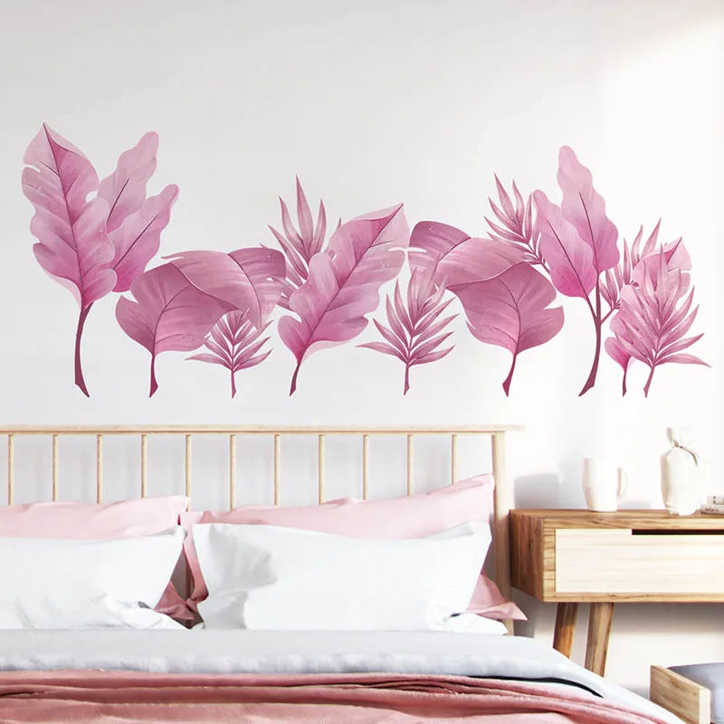 Nordic Стиль розовые листья настенная Романтический Гостиная Спальня исследование