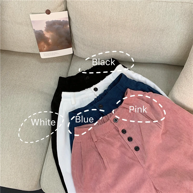Pink Corduroy High Waist Slim Trousers Women Loose Straight Trousers Autumn Winter 2019 Harem Pants Female Casual Wide Leg Pants 
Pink Corduroy High Waist Slim Trousers Women Loose Straight Trousers Autumn Winter 2019 Harem Pants Female Casual Wide Leg Pants
