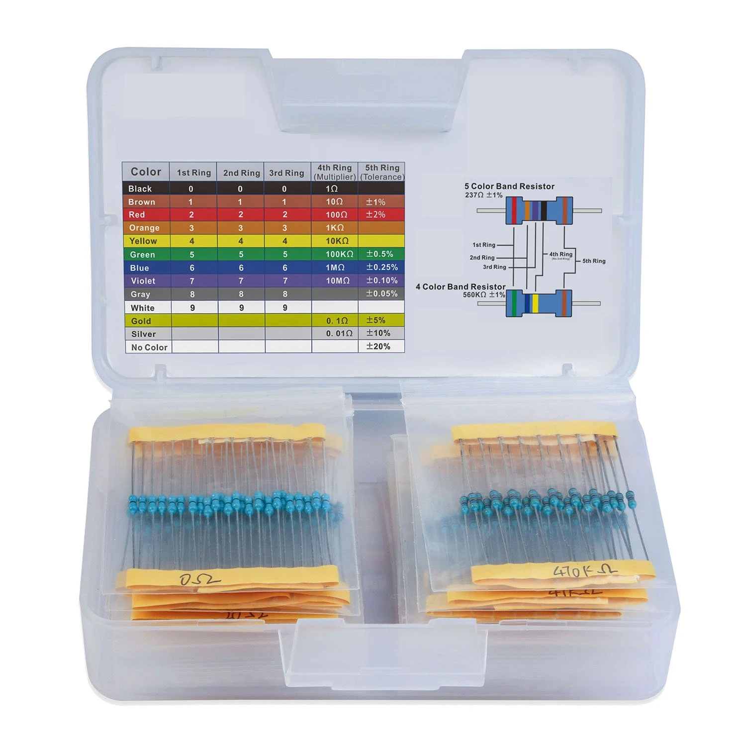 500pcs/lot 1W Metal Film Resistor Kit 50Values*10pcs 1% Resistors Pack Set Diy Colored Ring Resistance (1ohm-1Mohm) 47R 75R 100R
500pcs/lot 1W Metal Film Resistor Kit 50Values*10pcs 1% Resistors Pack Set Diy Colored Ring Resistance (1ohm-1Mohm) 47R 75R 100R
