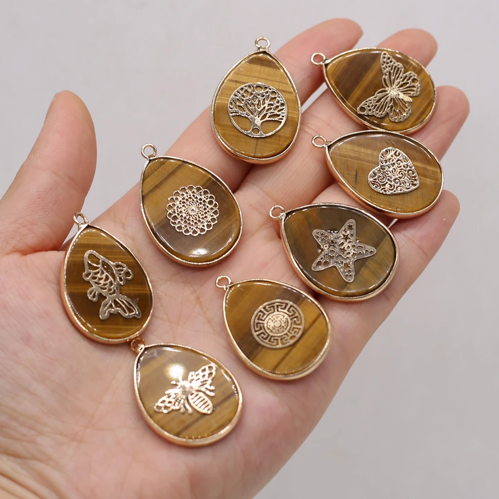 Fashion Drop-Shaped Small Pendant Natural Tiger Eye Stone Gilt Edge Charm for Jewelry Making DIY Earring Necklace Accessories
Fashion Drop-Shaped Small Pendant Natural Tiger Eye Stone Gilt Edge Charm for Jewelry Making DIY Earring Necklace Accessories