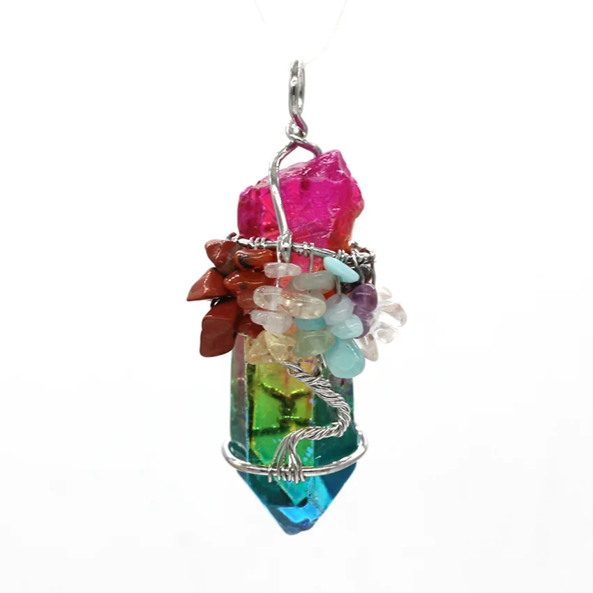 100-Unique 1 Pcs Silver Plated Irregular Shape Crystal Dyed Colorful Wire Wraped Small Stones Pendant
100-Unique 1 Pcs Silver Plated Irregular Shape Crystal Dyed Colorful Wire Wraped Small Stones Pendant