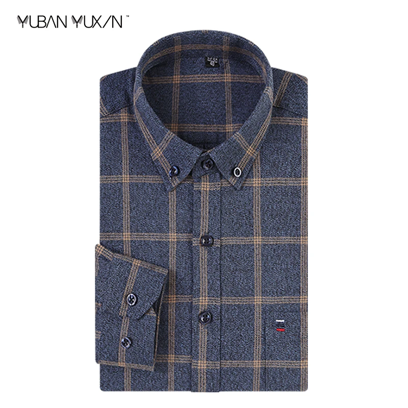 YUBANYUXIN brand men 100% cotton gray brushed plaid shirt spring buttons casual button collar trend soft long sleeve slim shirts
YUBANYUXIN brand men 100% cotton gray brushed plaid shirt spring buttons casual button collar trend soft long sleeve slim shirts