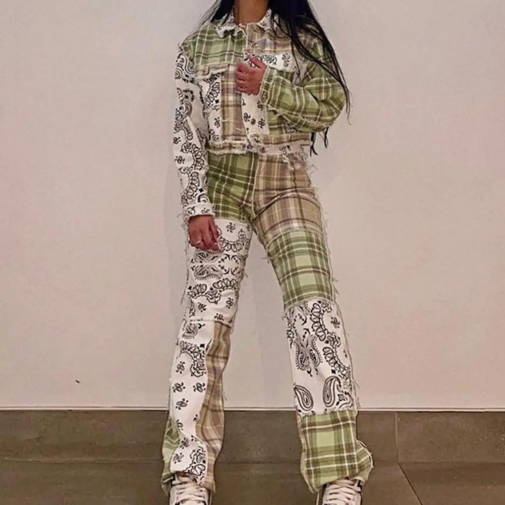 Casual High Waist Patchwork Straight Denim Pants Ruched Printed Checkerboard Long Jeans Fashion Streetwear Cotton Pants Y2K 90s
Casual High Waist Patchwork Straight Denim Pants Ruched Printed Checkerboard Long Jeans Fashion Streetwear Cotton Pants Y2K 90s