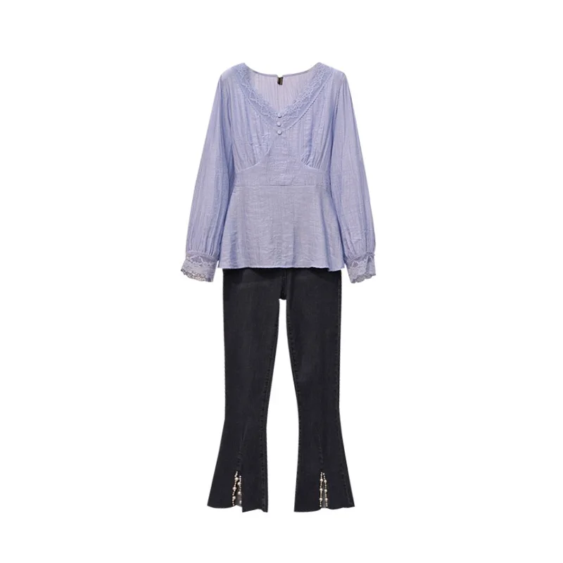 Shirts+Jeans Two Piece Sets Womens Oversized Outfits 2021 Autumn New Fashion Long Sleeve Blouses And Denim Flare Pants Femme Set
Shirts+Jeans Two Piece Sets Womens Oversized Outfits 2021 Autumn New Fashion Long Sleeve Blouses And Denim Flare Pants Femme Set