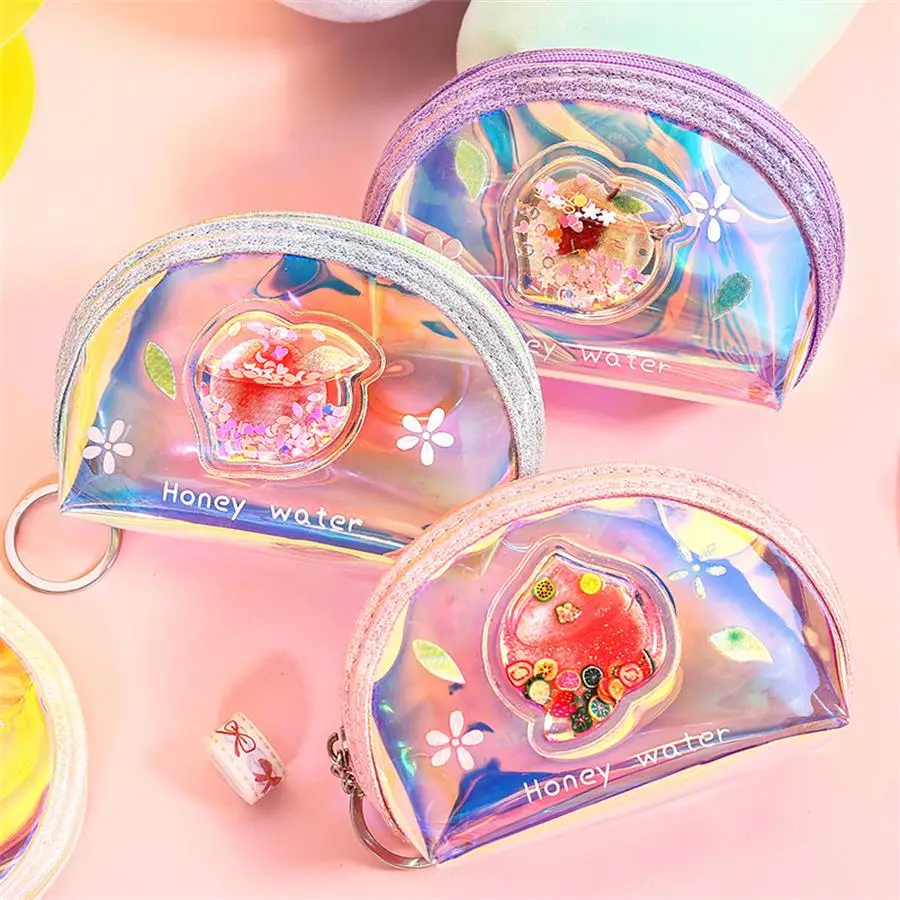 2019 милый лазерный короткий кошелек для монет девочек Kawaii модный прозрачный
