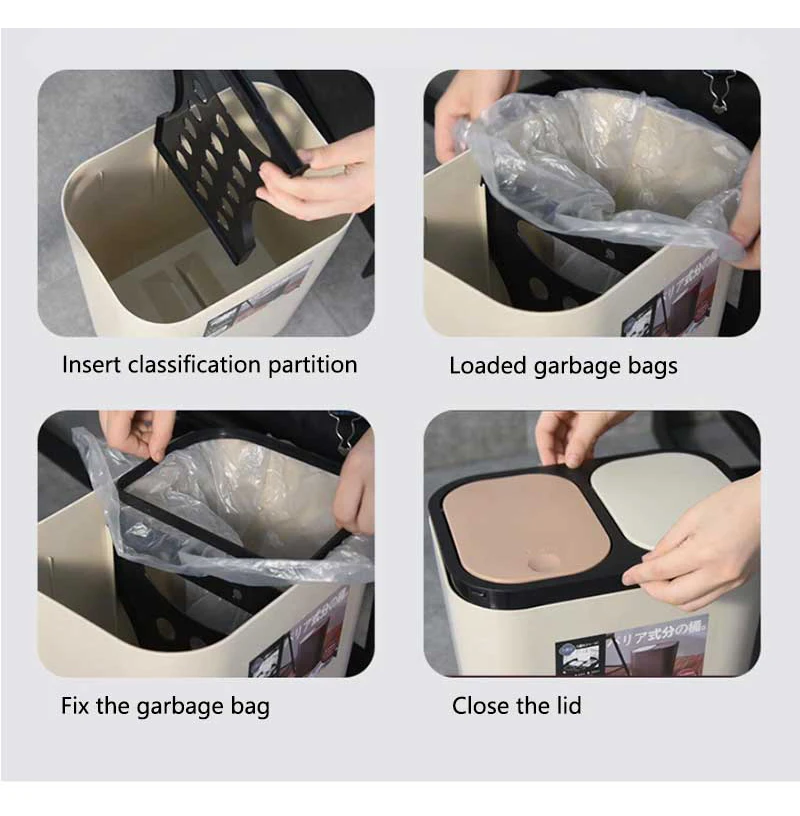 15L Trash Bin Kitchen Living Room Dry and Wet Separation Trash Can Plastic Waste Bin Garbage Bin Kitchen Compost Caddy 
15L Trash Bin Kitchen Living Room Dry and Wet Separation Trash Can Plastic Waste Bin Garbage Bin Kitchen Compost Caddy