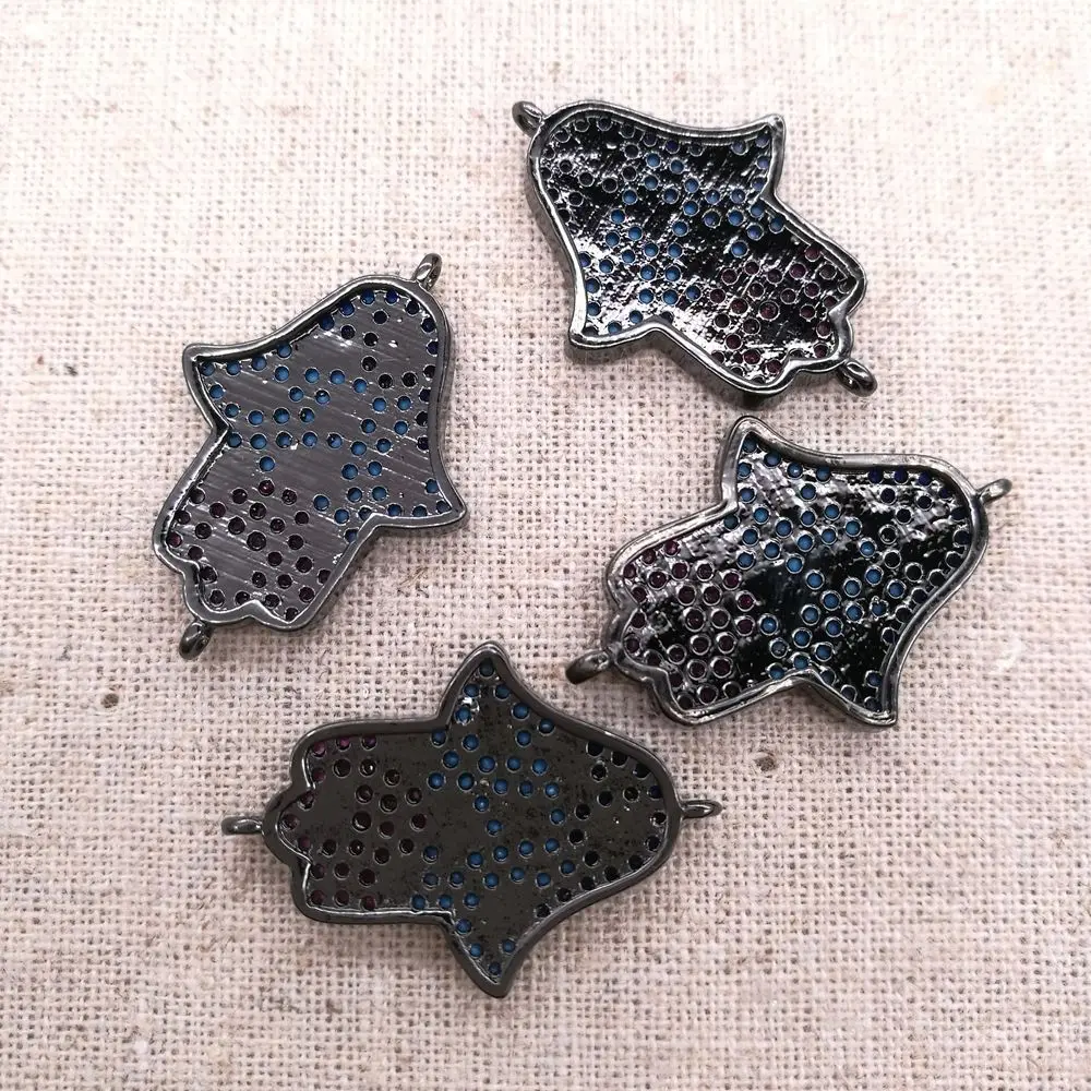 2pcs 16x20mm CZ Micro Crystal Pave Evil Eye Hamsa Jewelry Connector
2pcs 16x20mm CZ Micro Crystal Pave Evil Eye Hamsa Jewelry Connector