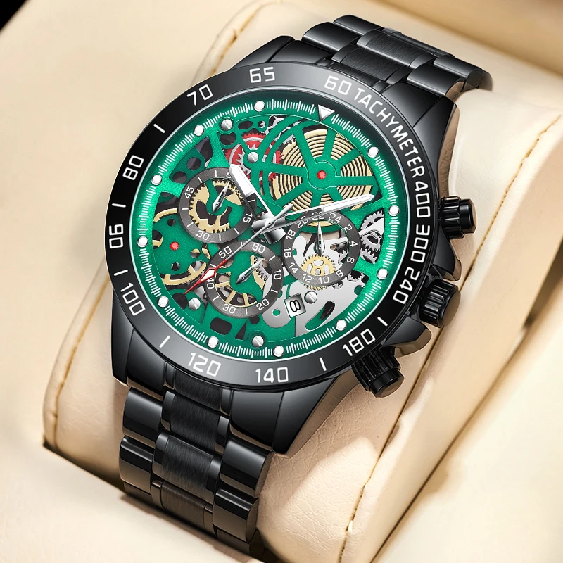 WISHDOIT Original Design Men's Watch Stainless Steel Top Brand Luxury Green Waterproof Sports Quartz Men's Relogio Masculino
WISHDOIT Original Design Men's Watch Stainless Steel Top Brand Luxury Green Waterproof Sports Quartz Men's Relogio Masculino