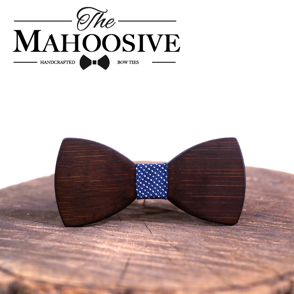 Mahoosive черный деревянный Новый галстук-бабочка из полиэстера для свадебной