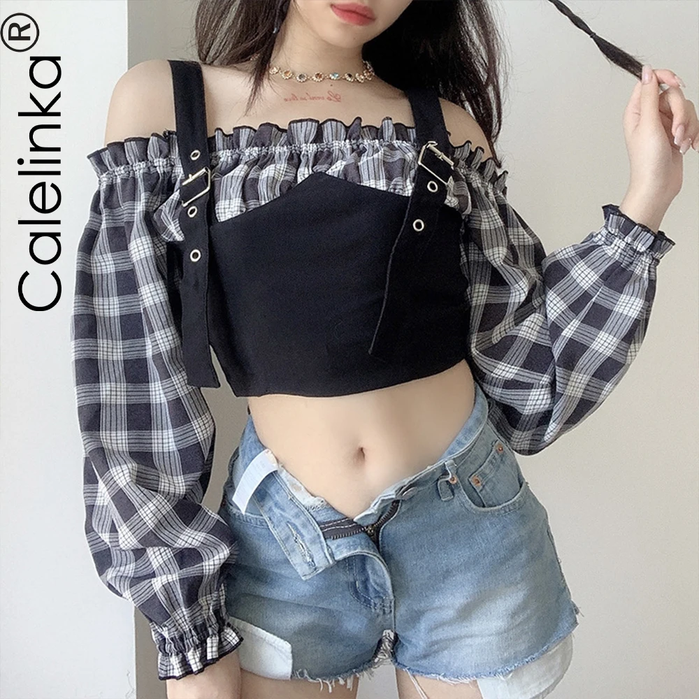 Calelinka Autumn Adjustable Strap Long Sleeve Punk Patchwork T shirt Cotton Crop Tops Kpop Harajuku T shirt Women Streetwear
Calelinka Autumn Adjustable Strap Long Sleeve Punk Patchwork T shirt Cotton Crop Tops Kpop Harajuku T shirt Women Streetwear