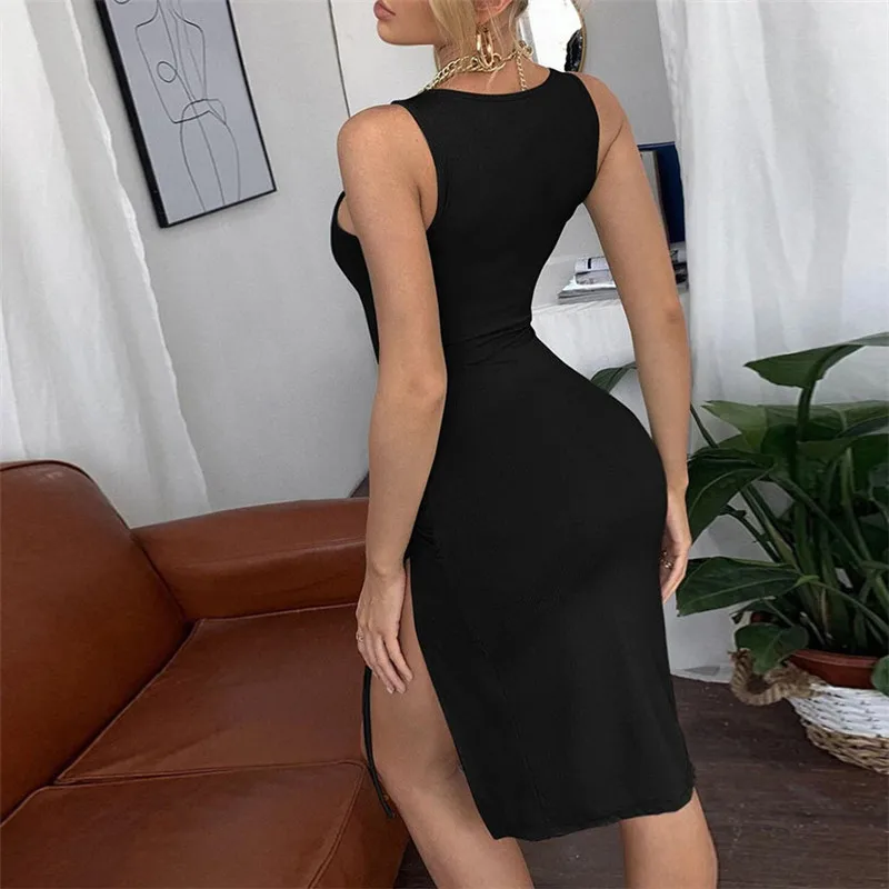 Split Knitted Lace Up Bandage Knee Dress Women Sleeveless O Neck High Bodycon Summer Elegant Slim Party Harajuku Dress M0437
Split Knitted Lace Up Bandage Knee Dress Women Sleeveless O Neck High Bodycon Summer Elegant Slim Party Harajuku Dress M0437