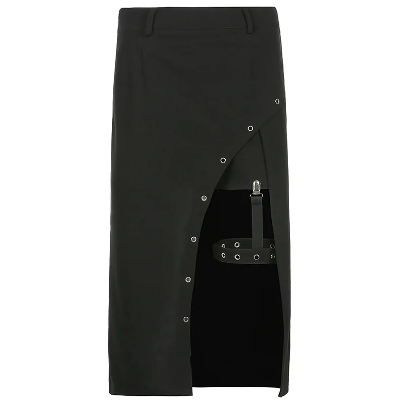 Street fashion trend Women's personality leg ring metal decoration asymmetrical mid-length skirt
Street fashion trend Women's personality leg ring metal decoration asymmetrical mid-length skirt