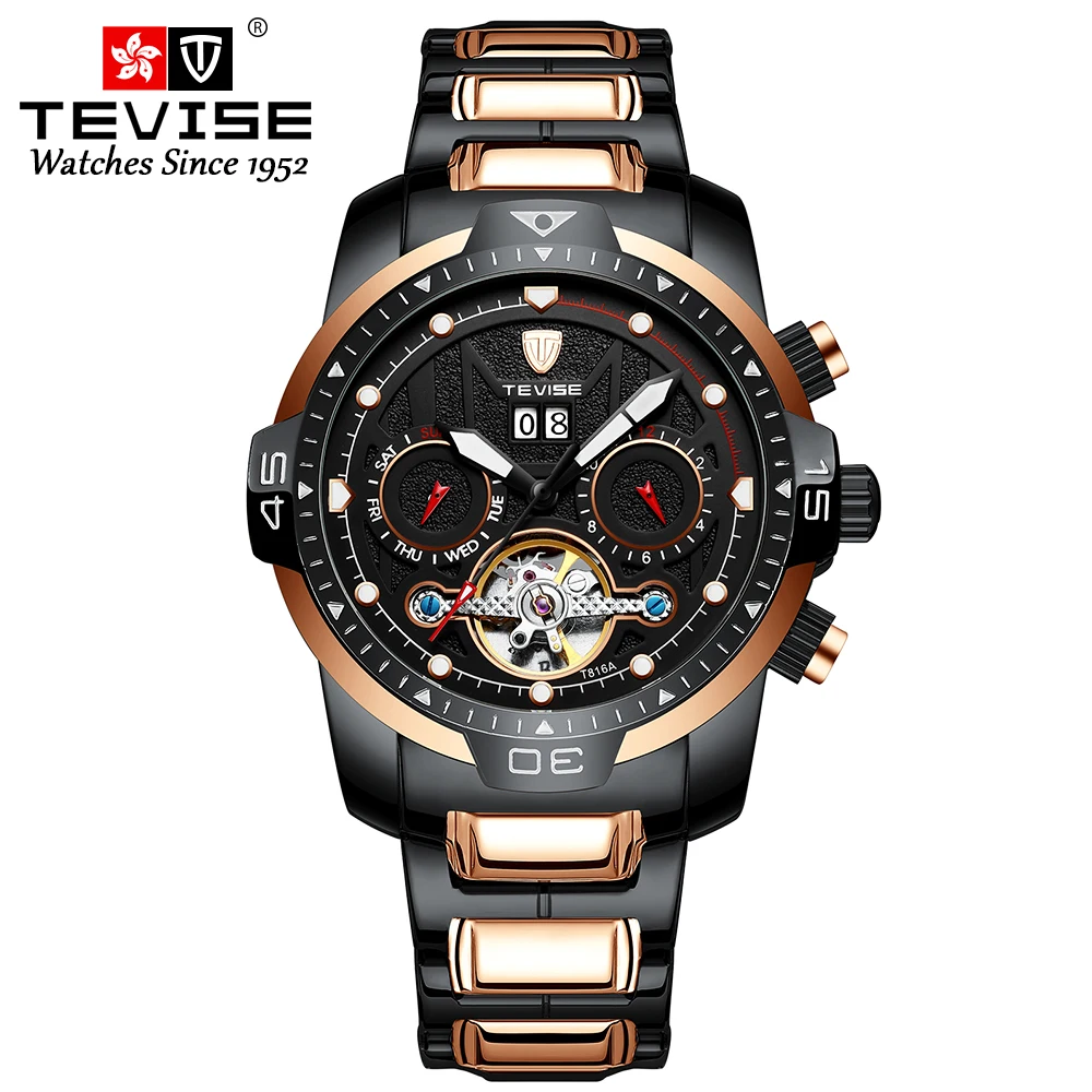 TEVISE brand new Swiss watch men's fashion automatic mechanical waterproof steel band hollow watch
TEVISE brand new Swiss watch men's fashion automatic mechanical waterproof steel band hollow watch
