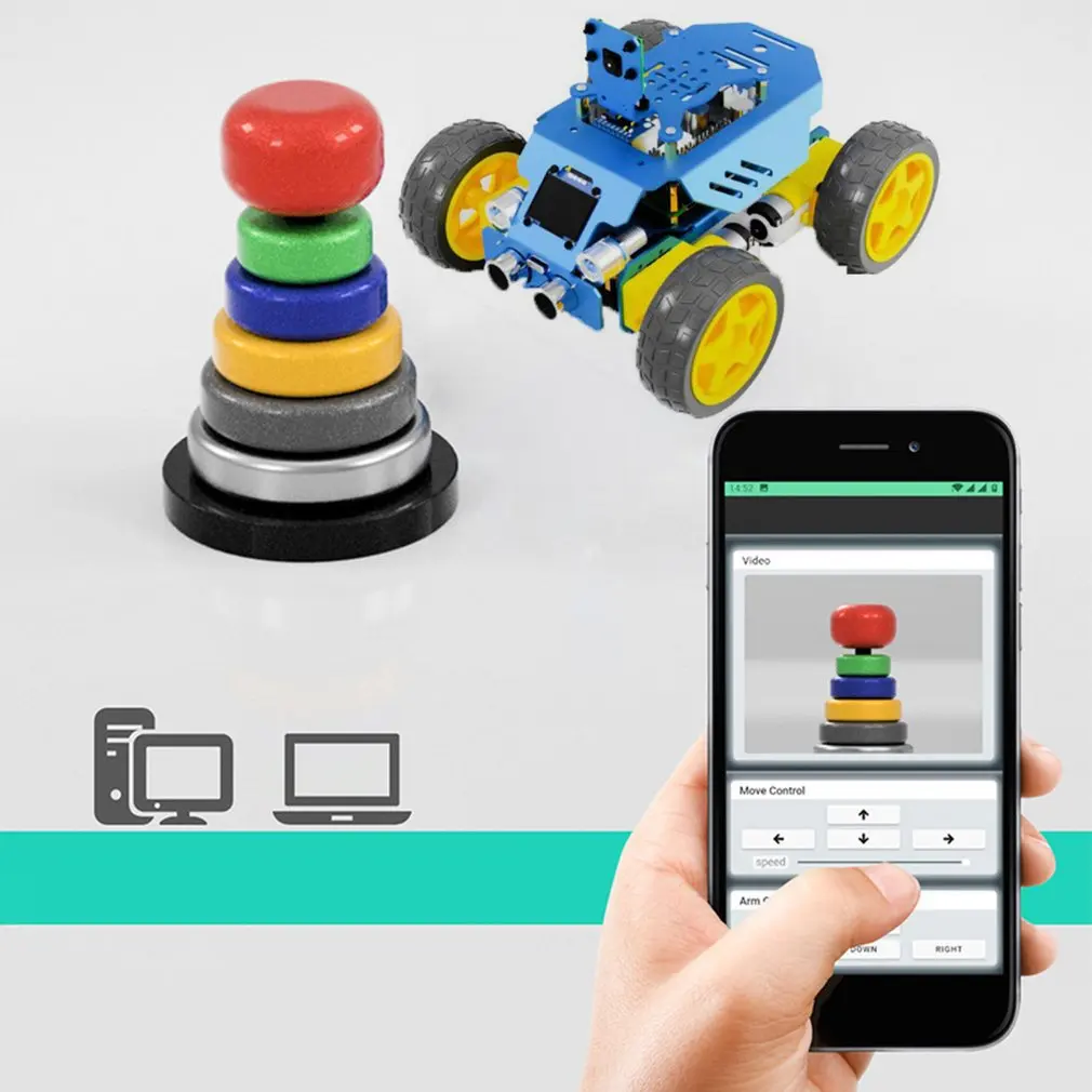 Science Education Aluminium Alloy Four Wheel Cool Sports Car Secondary Programming Modular Structure App Control Robot
Science Education Aluminium Alloy Four Wheel Cool Sports Car Secondary Programming Modular Structure App Control Robot