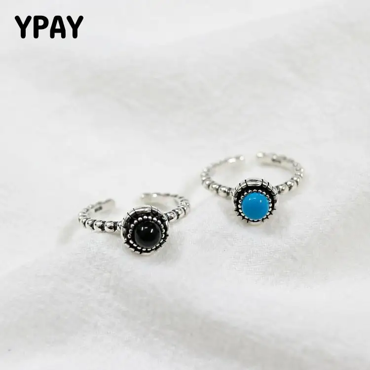 Женское кольцо YPAY, регулируемое Винтажное кольцо из серебра 925 пробы с агатом, цвета: бирюза/черный, YMR082
Женское кольцо YPAY, регулируемое Винтажное кольцо из серебра 925 пробы с агатом, цвета: бирюза/черный, YMR082