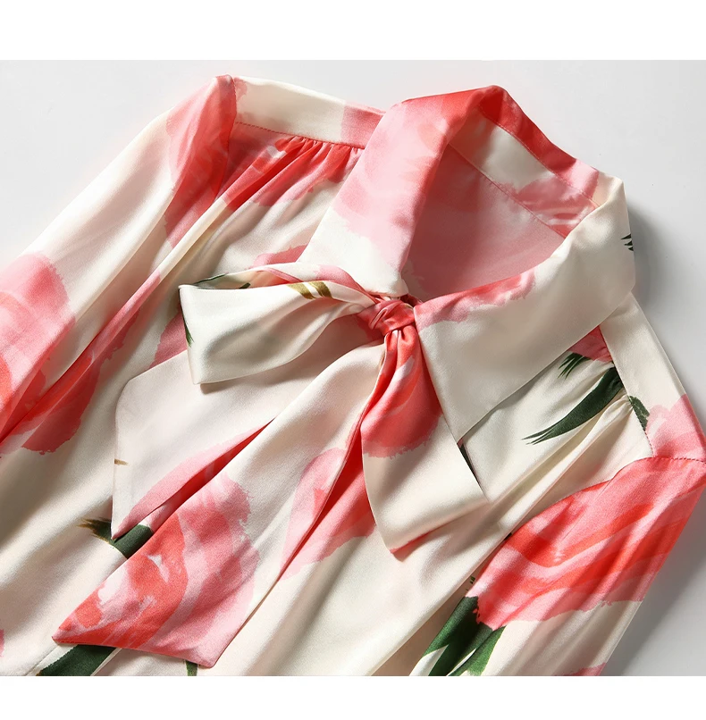 New Spring Ladies Vintage Print Mulberry Silk Blouses Women Elegant Long Sleeve Lace-up Bow Chic OL Shirts Plus Size 3XL Tops
New Spring Ladies Vintage Print Mulberry Silk Blouses Women Elegant Long Sleeve Lace-up Bow Chic OL Shirts Plus Size 3XL Tops