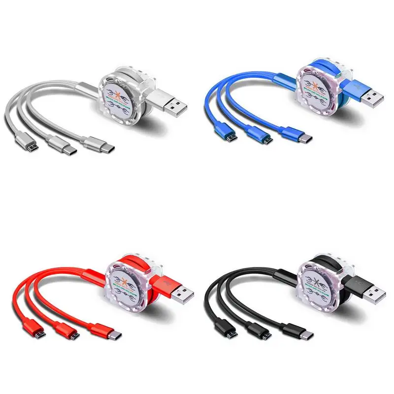 3 в 1 А выдвижной Мульти USB-кабель для зарядки Micro USB Тип C 8 Pin Шнур Iphone 11 10 XR сотовый