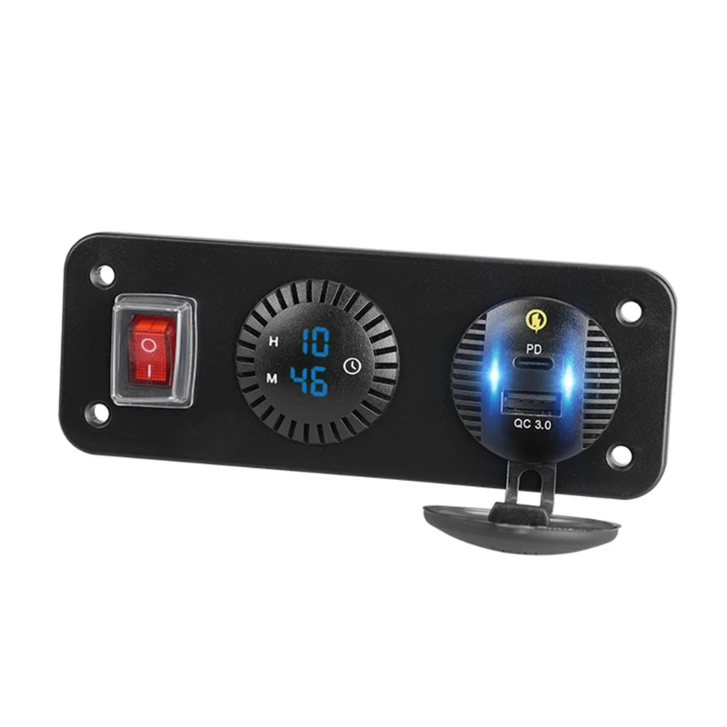 Car QC3.0 USB Type C PD Fast Charger LED Digital Clock With Cable ON OFF Switch Panel for 12V 24V Boat Marine SUV H9EB
Car QC3.0 USB Type C PD Fast Charger LED Digital Clock With Cable ON OFF Switch Panel for 12V 24V Boat Marine SUV H9EB