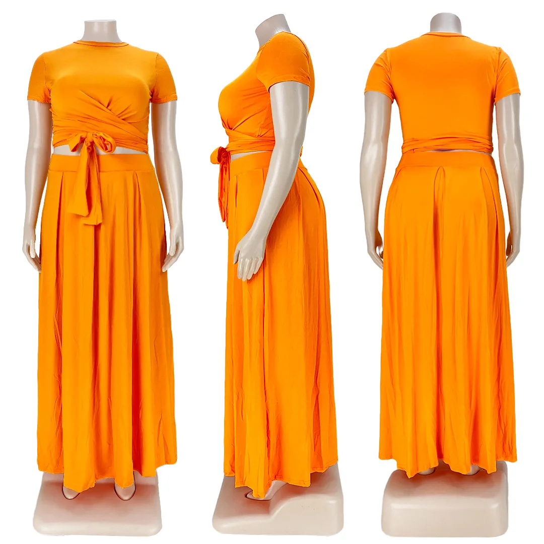Women Plus Size 2021 Two Piece Set Solid Tie Waist Cross Crop Top + Long Swing Dresses Female Clothing
Women Plus Size 2021 Two Piece Set Solid Tie Waist Cross Crop Top + Long Swing Dresses Female Clothing