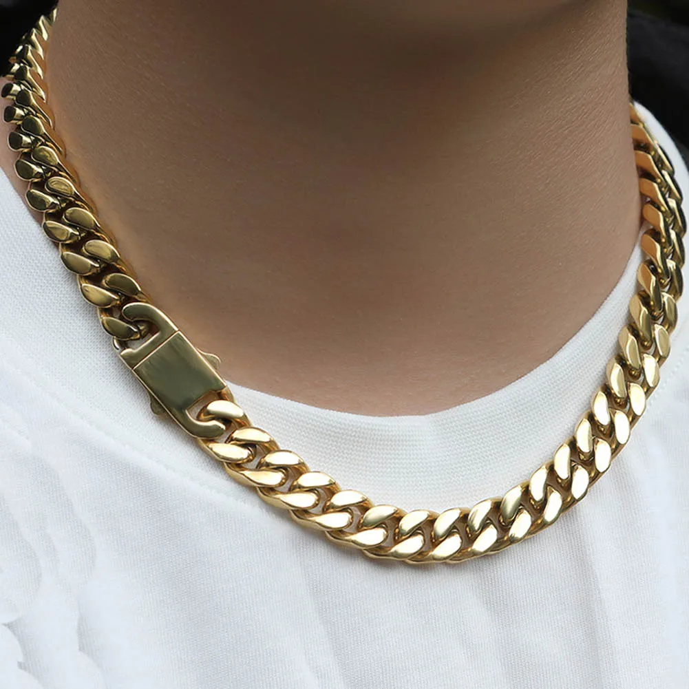 Mens Gold Color Stainless Steel Lock Jewelry Polish Miami Cuban Chain Necklace Men Hip Hop Curb Clasp Bracelet Set 8mm/10mm/12mm
Mens Gold Color Stainless Steel Lock Jewelry Polish Miami Cuban Chain Necklace Men Hip Hop Curb Clasp Bracelet Set 8mm/10mm/12mm