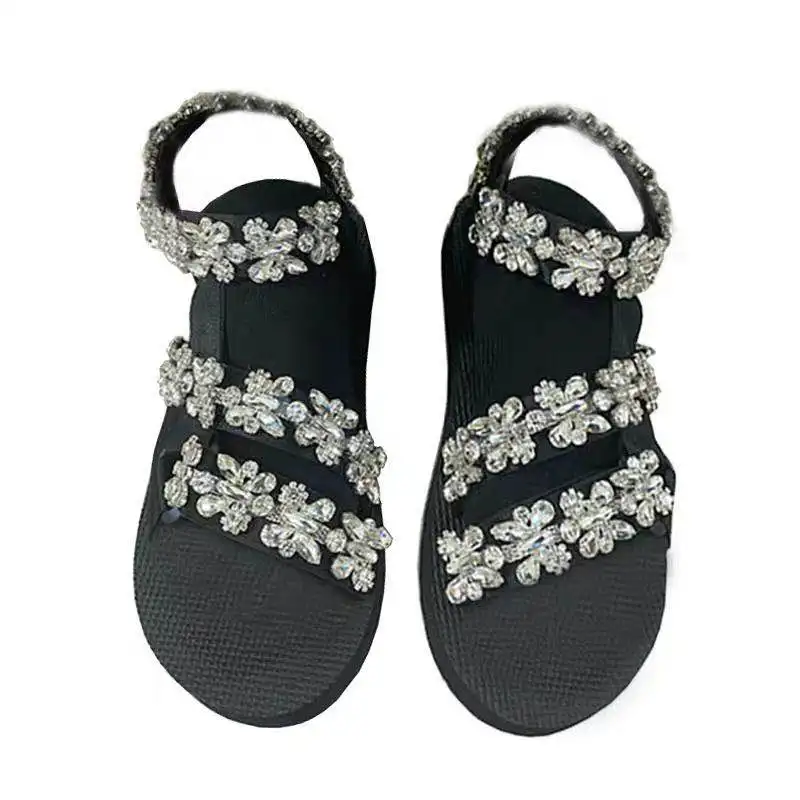 Women Sandals Woman Rhinestone Shoes Flower Platform Flats Ladies Beach Sandals Female Black Brand Sandals Zapatos De Mujer New
Women Sandals Woman Rhinestone Shoes Flower Platform Flats Ladies Beach Sandals Female Black Brand Sandals Zapatos De Mujer New