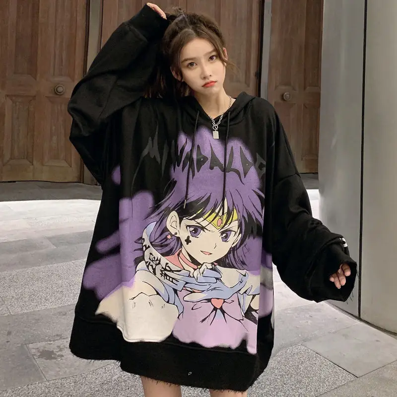 Harajuku Hip Hop Over Size Loose Version Bark Lazy Two Bimensional Animation Hooded Women's Spring And Autumn
Harajuku Hip Hop Over Size Loose Version Bark Lazy Two Bimensional Animation Hooded Women's Spring And Autumn