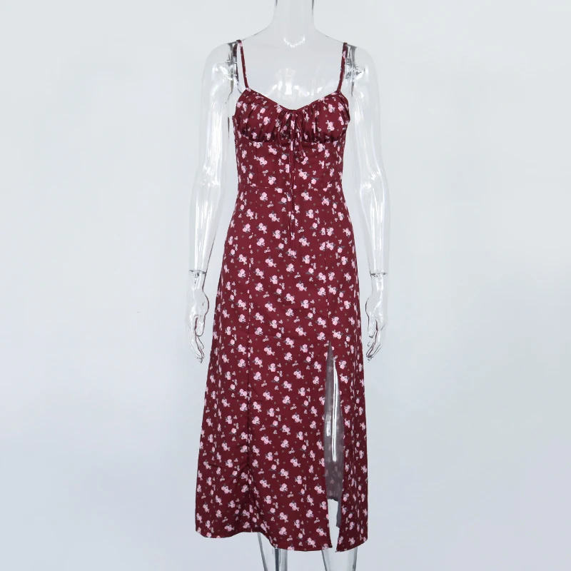 Sexy flower print sleeveless midi dress 2020 summer women's casual wear new lace bow frill suspender dress women
Sexy flower print sleeveless midi dress 2020 summer women's casual wear new lace bow frill suspender dress women