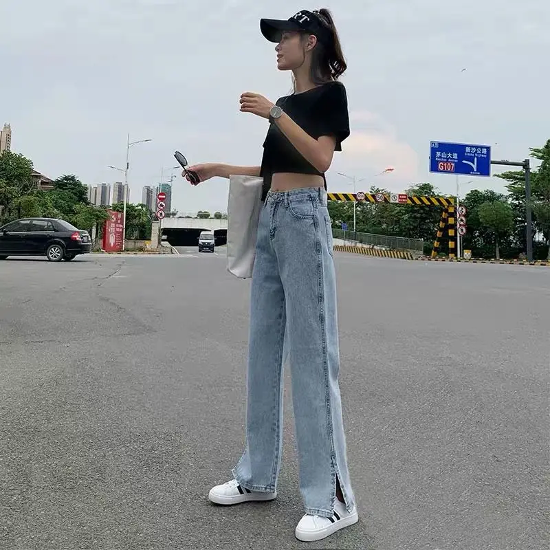 Jeans Women Side-split Denim Wide Leg Trousers Mopping High Waist Female Slender Ulzzang XXL Vintage Hole Students Straight Chic
Jeans Women Side-split Denim Wide Leg Trousers Mopping High Waist Female Slender Ulzzang XXL Vintage Hole Students Straight Chic