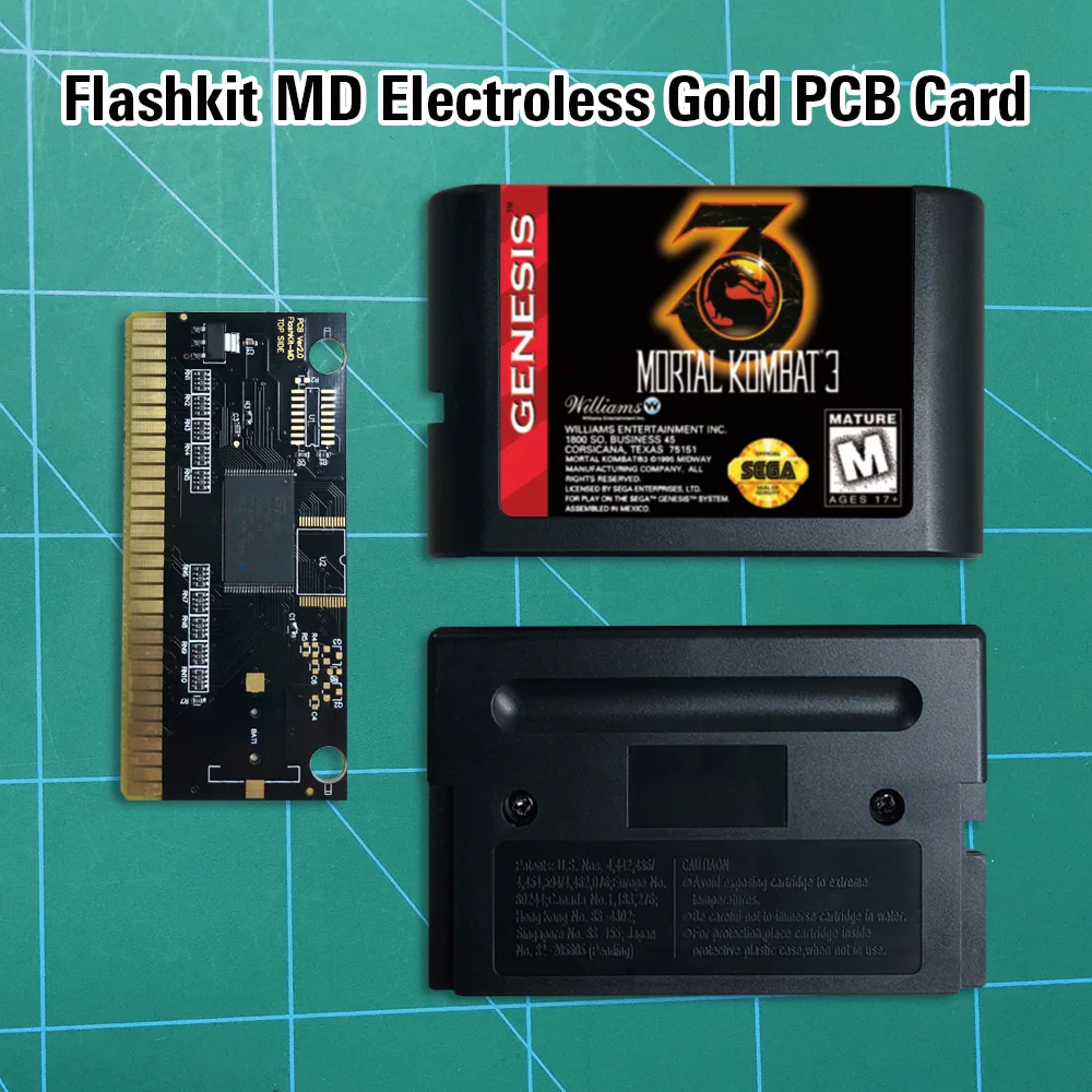 Mortal Kombat 3 Flashkit MD никелевое золото схема на основе печатной платы 16 бит игры