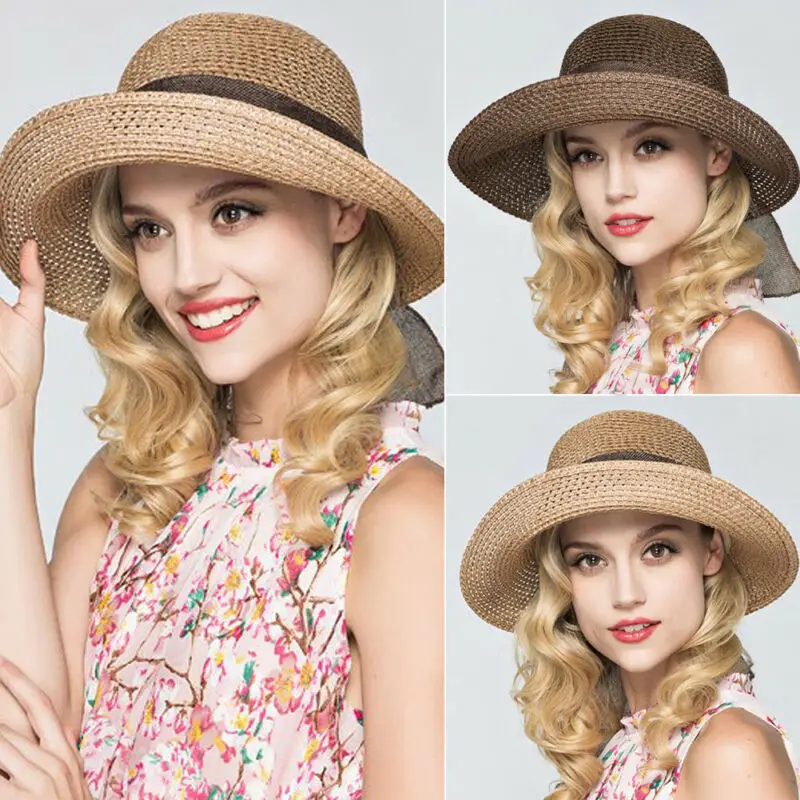 Spring and summer new retro gold braided flat head straw hat lady wide eaves sunscreen sun cap | Спорт и развлечения