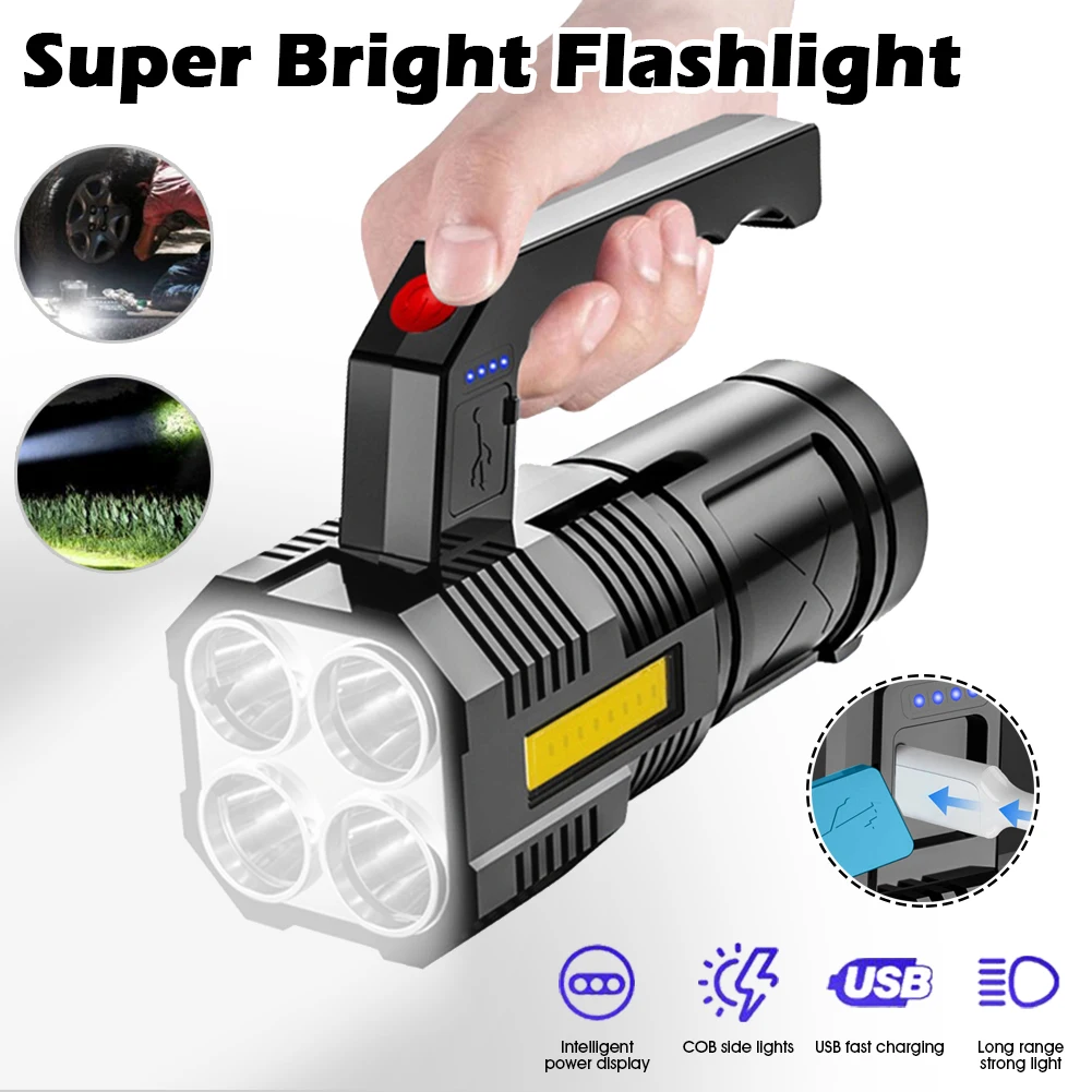 Powerful LED Flashlight Portable Searchlight USB Rechargeable 2 Modes Handheld Flashlight IPX6 Waterproof for Camping Hiking
Powerful LED Flashlight Portable Searchlight USB Rechargeable 2 Modes Handheld Flashlight IPX6 Waterproof for Camping Hiking