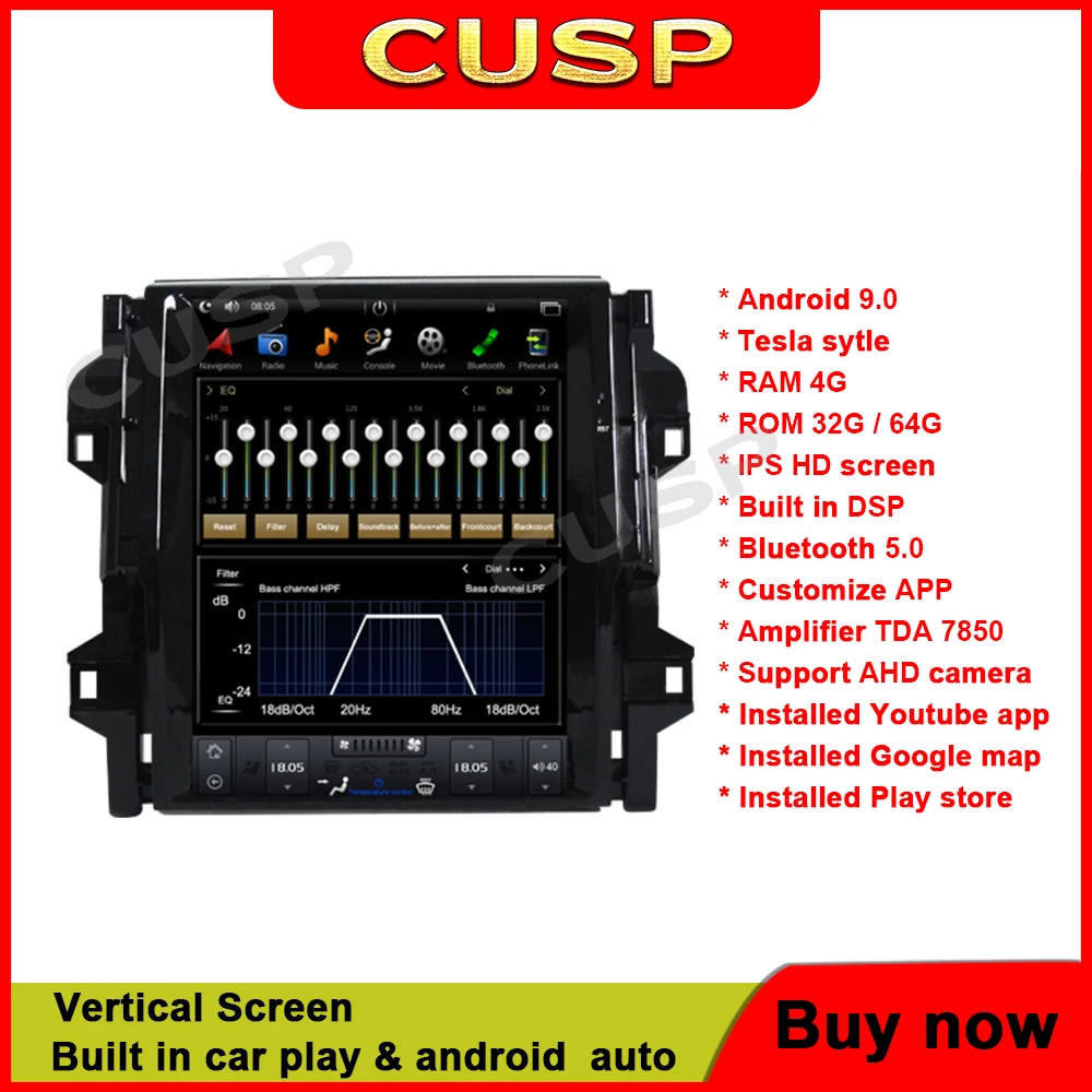 Android 9 Vertical Screen Tesla style Car GPS Navigation For Toyota Fortuner 2016- head unit multimedia player tape recorder
Android 9 Vertical Screen Tesla style Car GPS Navigation For Toyota Fortuner 2016- head unit multimedia player tape recorder