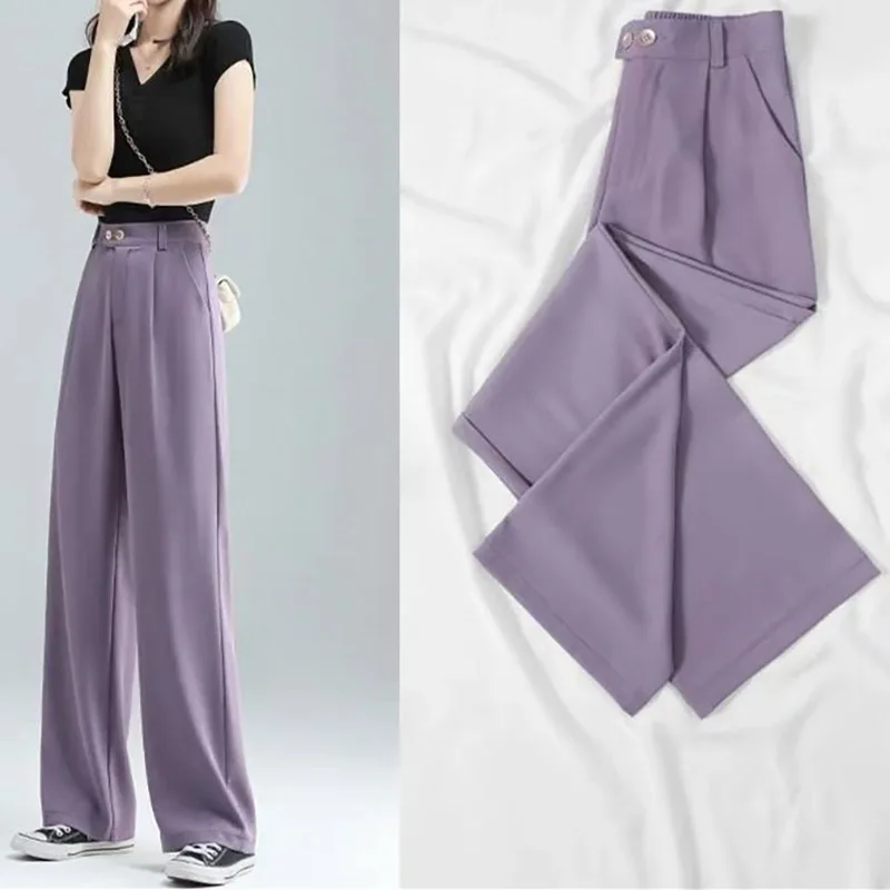 Ice Silk Wide-Leg Pants Women'S High Waist Drape Loose Spring And Autumn Summer New Straight Mopping Casual Suit Pants
Ice Silk Wide-Leg Pants Women'S High Waist Drape Loose Spring And Autumn Summer New Straight Mopping Casual Suit Pants