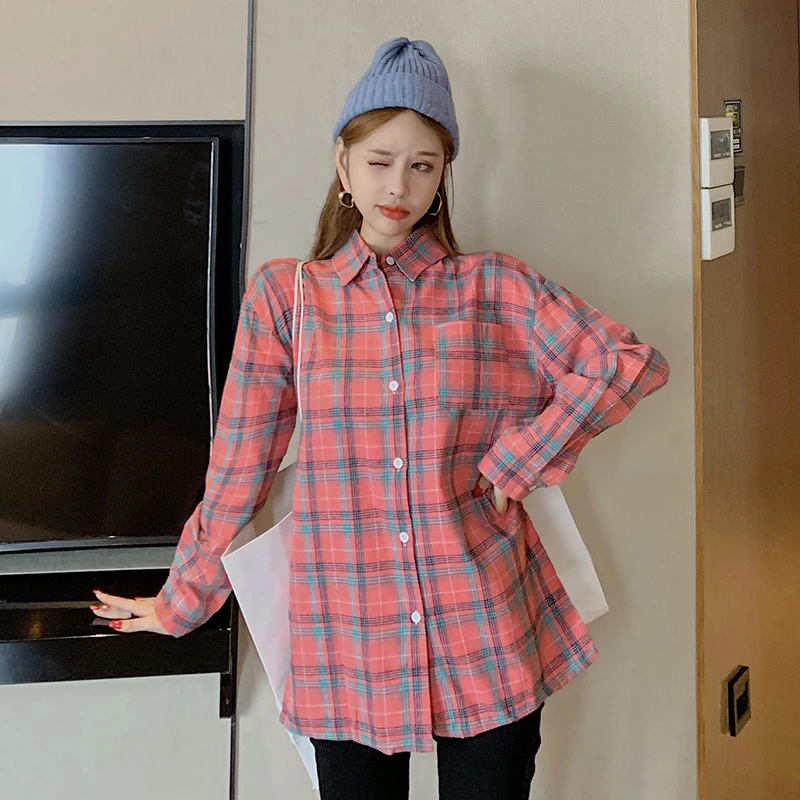 Female Shirts Hot Sale Plaid Long Sleeve Womens Pockets Casual Loose Streetwear Elegant Fashion Student Korean Blouses
Female Shirts Hot Sale Plaid Long Sleeve Womens Pockets Casual Loose Streetwear Elegant Fashion Student Korean Blouses
