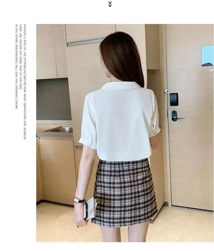 Houthion Chiffon Slim Women's Blouses Fashion Short Sleeve Top Solid Summer New Casual Blouse Buttons V-neck Shirt
Houthion Chiffon Slim Women's Blouses Fashion Short Sleeve Top Solid Summer New Casual Blouse Buttons V-neck Shirt