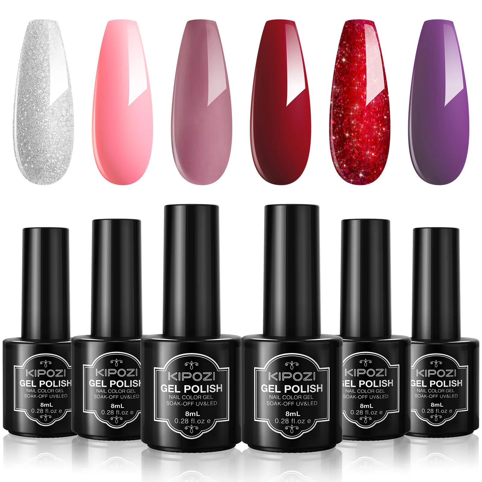 KIPOZI Gel Nail Polish Sets Long Lasting Solid Metallic Glitters Nail Art Design Colors Home Gel Manicure Kit with 6 Colors
KIPOZI Gel Nail Polish Sets Long Lasting Solid Metallic Glitters Nail Art Design Colors Home Gel Manicure Kit with 6 Colors