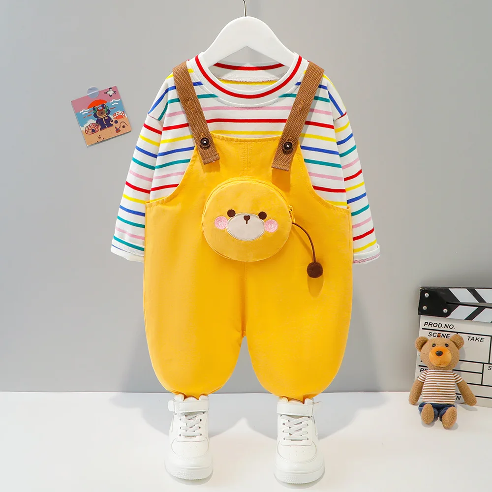 Baby Set Spring Toddler Girl Long Sleeve Striped T-Shirt+Suspender Trousers Two Piece Kids Suit Korean Casual Newborn Boy Outfit
Baby Set Spring Toddler Girl Long Sleeve Striped T-Shirt+Suspender Trousers Two Piece Kids Suit Korean Casual Newborn Boy Outfit
