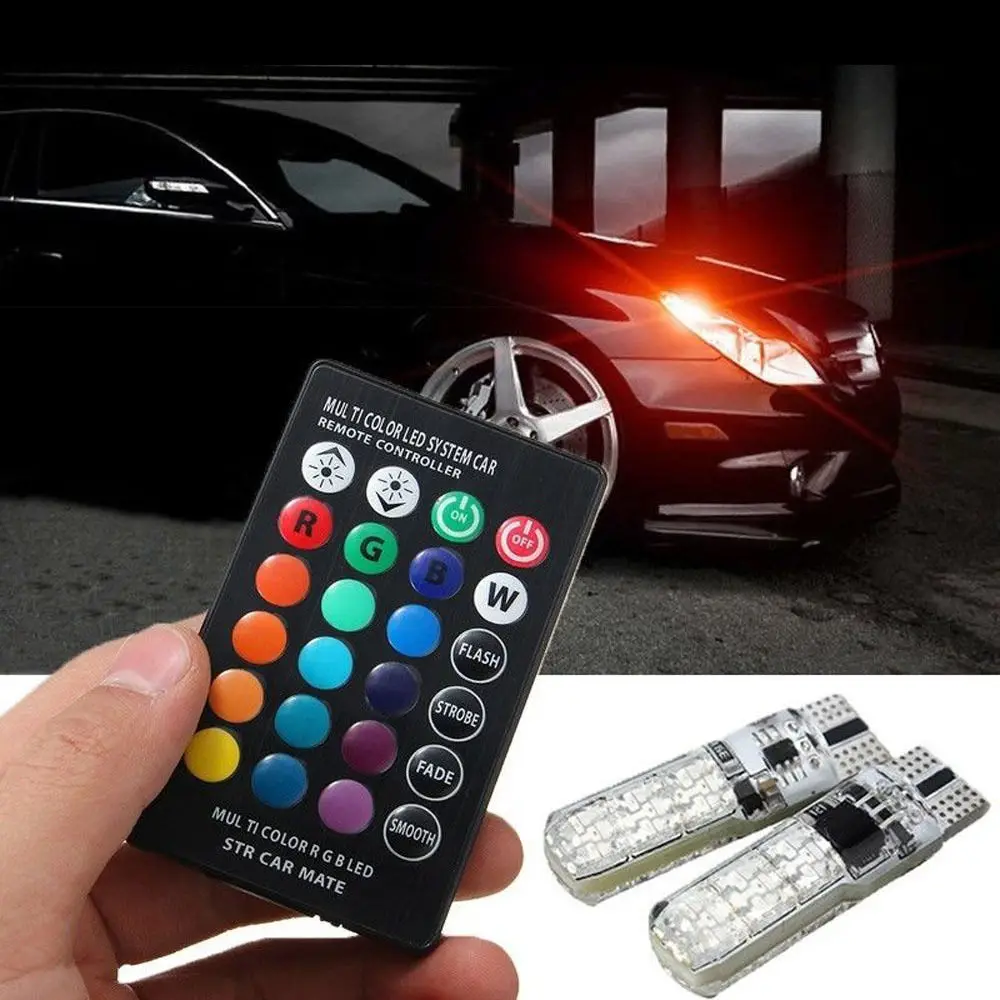 Автомобильные аксессуары светодиодный T10 W5W RGB Автомобильная Наклейка ABS
