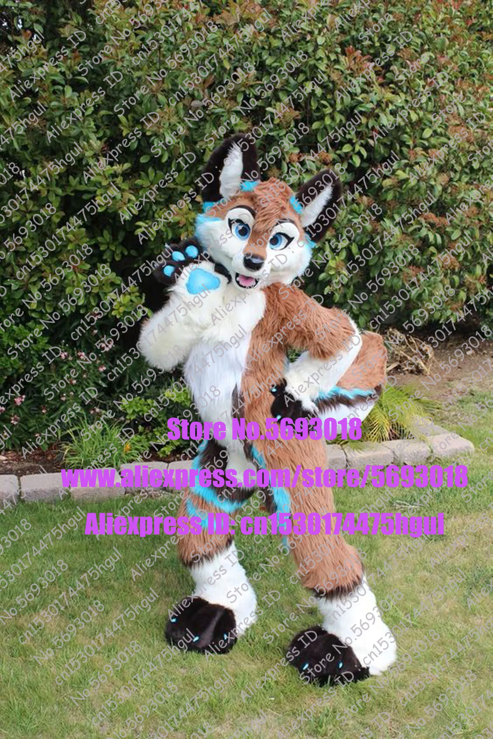 Хэллоуин с длинным мехом хаски собака лиса Fursuit пушистый костюм талисмана