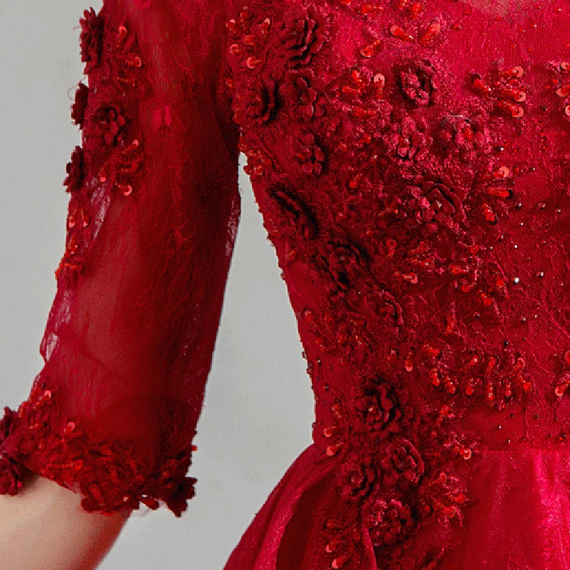 Burgundy Luxury Evening Dress Illusion O-Neck Lace Tulle Beading Crystal Sequined Appliques Elegant Lady Formal Dresses TS200
Burgundy Luxury Evening Dress Illusion O-Neck Lace Tulle Beading Crystal Sequined Appliques Elegant Lady Formal Dresses TS200