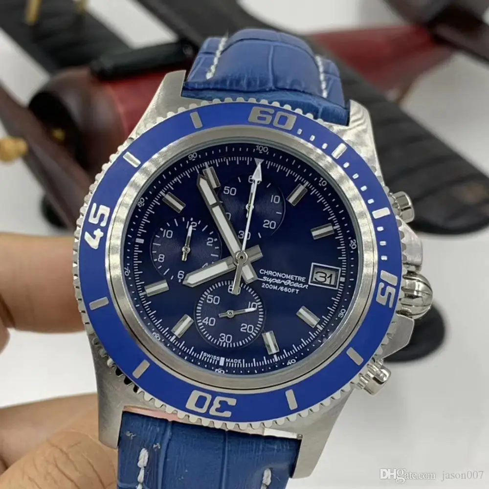 Stainless Steel 1884 Super-Ocean Blue Dial Luminous Men Watches Quartz Chronograph Chronometer Number Watch Leather Wristwatch
Stainless Steel 1884 Super-Ocean Blue Dial Luminous Men Watches Quartz Chronograph Chronometer Number Watch Leather Wristwatch